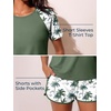 image:imageSummer Mae Womens Modest Tankini Swimsuits Short Sleeve Shirt with ShortsGreen Shadow