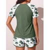 image:imageSummer Mae Womens Modest Tankini Swimsuits Short Sleeve Shirt with ShortsGreen Shadow