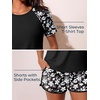 image:imageSummer Mae Womens Modest Tankini Swimsuits Short Sleeve Shirt with ShortsWhite Flowers