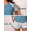 image:imageSummer Mae Womens Modest Tankini Swimsuits Short Sleeve Shirt with ShortsWhite Verticals