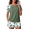 image:imageSummer Mae Womens Modest Tankini Swimsuits Short Sleeve Shirt with ShortsGreen Shadow