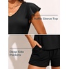 image:imageSummer Mae Womens Tankini Swimsuits with Shorts Flowy Sleeve Bathing SuitsBlack