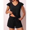 image:imageSummer Mae Womens Tankini Swimsuits with Shorts Flowy Sleeve Bathing SuitsBlack