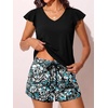 image:imageSummer Mae Womens Tankini Swimsuits with Shorts Flowy Sleeve Bathing SuitsBlack Floral Sketch
