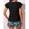 image:imageSummer Mae Womens Tankini Swimsuits with Shorts Flowy Sleeve Bathing SuitsBlack Floral Sketch