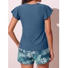 image:imageSummer Mae Womens Tankini Swimsuits with Shorts Flowy Sleeve Bathing SuitsTropical Leaves