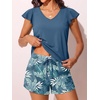 image:imageSummer Mae Womens Tankini Swimsuits with Shorts Flowy Sleeve Bathing SuitsTropical Leaves