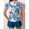 image:imageSummer Mae Womens Tankini Swimsuits with Shorts Flowy Sleeve Bathing SuitsWhite Floral