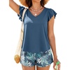 image:imageSummer Mae Womens Tankini Swimsuits with Shorts Flowy Sleeve Bathing SuitsTropical Leaves