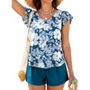 image:imageSummer Mae Womens Tankini Swimsuits with Shorts Flowy Sleeve Bathing SuitsWhite Floral