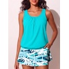 image:imageSummer Mae Blouson Tankini Swimsuits for Women Skirted Bathing Suit 2026Coconut Tree on the Sea