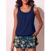 image:imageSummer Mae Blouson Tankini Swimsuits for Women Skirted Bathing Suit 2026Deep Blue Flower