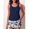 image:imageSummer Mae Blouson Tankini Swimsuits for Women Skirted Bathing Suit 2026Monstera Leaf Silhouette