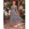 image:imageSummer Mae Smocked Maternity Dress Puff Sleeve Baby Shower Casual OutfitBlack Gingham