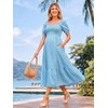 image:imageSummer Mae Smocked Maternity Dress Puff Sleeve Baby Shower Casual OutfitBlue Gingham