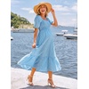 image:imageSummer Mae Smocked Maternity Dress Puff Sleeve Baby Shower Casual OutfitBlue Gingham