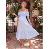 image:imageSummer Mae Smocked Maternity Dress Puff Sleeve Baby Shower Casual OutfitLight Blue Gingham