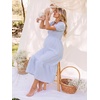 image:imageSummer Mae Smocked Maternity Dress Puff Sleeve Baby Shower Casual OutfitLight Blue Gingham