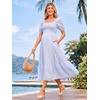 image:imageSummer Mae Smocked Maternity Dress Puff Sleeve Baby Shower Casual OutfitLight Blue Gingham