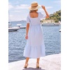 image:imageSummer Mae Smocked Maternity Dress Puff Sleeve Baby Shower Casual OutfitLight Blue Gingham