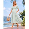 image:imageSummer Mae Smocked Maternity Dress Puff Sleeve Baby Shower Casual OutfitLight Green Gingham