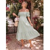 image:imageSummer Mae Smocked Maternity Dress Puff Sleeve Baby Shower Casual OutfitLight Green Gingham