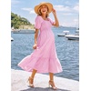 image:imageSummer Mae Smocked Maternity Dress Puff Sleeve Baby Shower Casual OutfitPink Gingham
