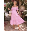 image:imageSummer Mae Smocked Maternity Dress Puff Sleeve Baby Shower Casual OutfitPink Gingham
