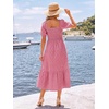 image:imageSummer Mae Smocked Maternity Dress Puff Sleeve Baby Shower Casual OutfitRed Gingham