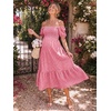 image:imageSummer Mae Smocked Maternity Dress Puff Sleeve Baby Shower Casual OutfitRed Gingham