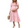 image:imageSummer Mae Smocked Maternity Dress Puff Sleeve Baby Shower Casual OutfitVintage Rose Gingham