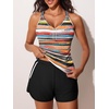 image:imageSummer Mae Modest Tankini Swimsuits for Women 2026 Tummy Control Two PieceWave Point Stripe Geometry