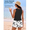 image:imageSummer Mae Women Tankini Swimsuits with Skirt Tummy Control High Neck SetBlack Palm