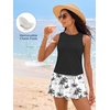 image:imageSummer Mae Women Tankini Swimsuits with Skirt Tummy Control High Neck SetBlack Palm