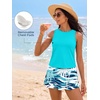 image:imageSummer Mae Women Tankini Swimsuits with Skirt Tummy Control High Neck SetBlue Trees