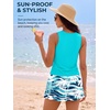 image:imageSummer Mae Women Tankini Swimsuits with Skirt Tummy Control High Neck SetBlue Trees
