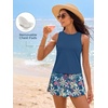 image:imageSummer Mae Women Tankini Swimsuits with Skirt Tummy Control High Neck SetIndigo Flora